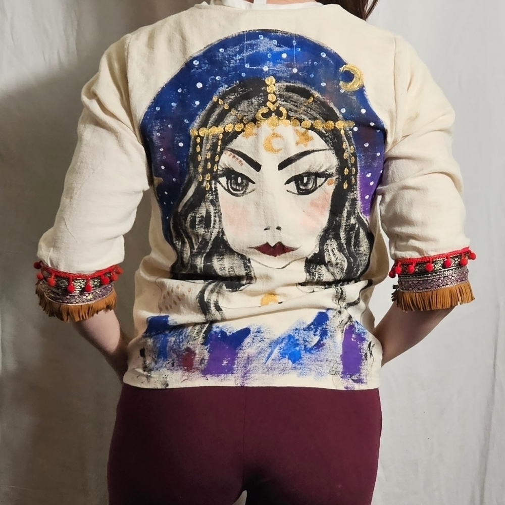 Hand Painted Linen Jacket - Picture 2 of 10